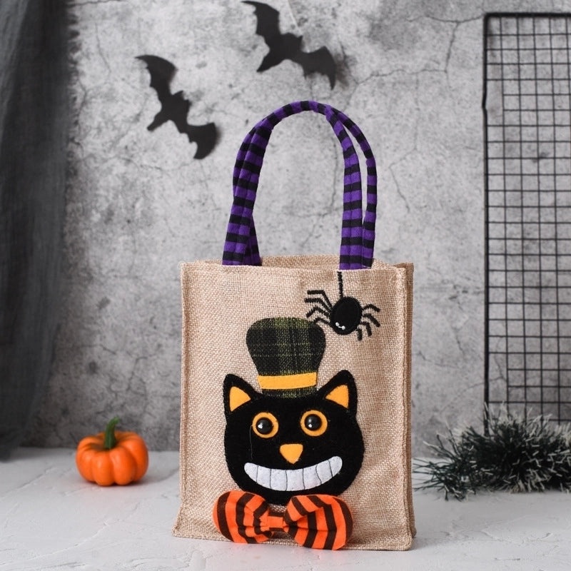 Cute Halloween Pattern Linen Party Gift Bags for Trick or Treat|Halloween Party Supplies