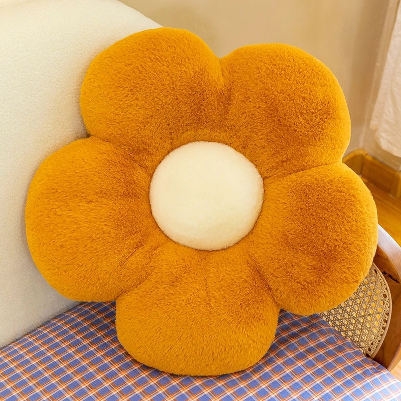 Fluffy Rabbit Hair Flower Cushion for Office, Sofa, Student Chair | Home Decor Cushions