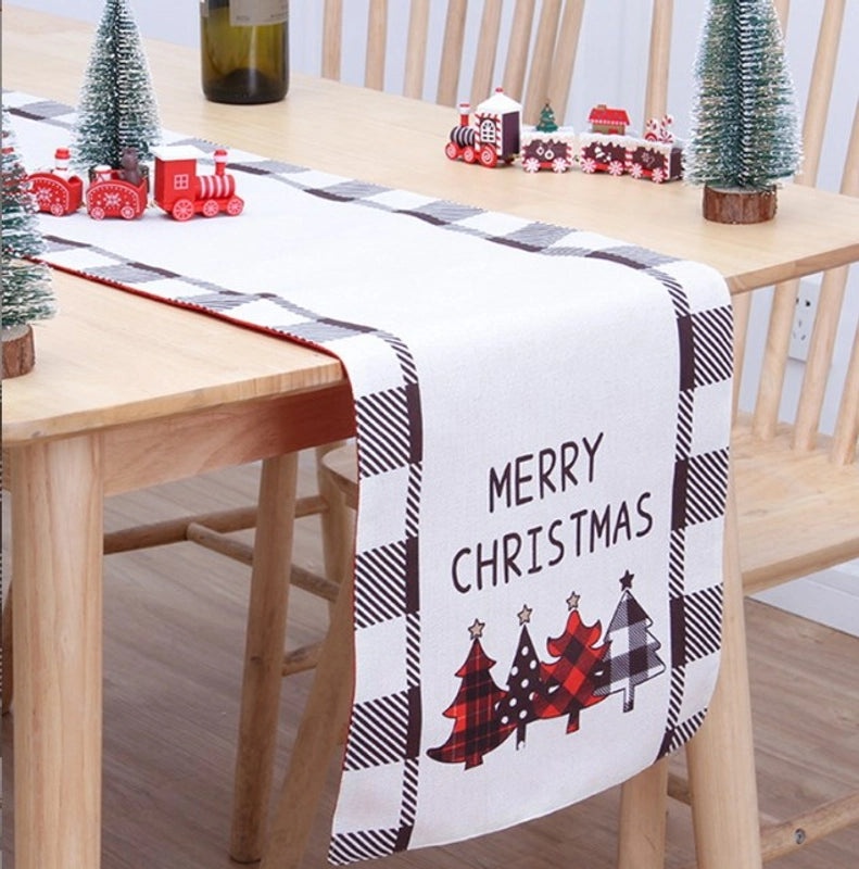 Christmas Holiday Table Runner and Chair Covers with Santa Claus, Snowman Design | Home Decor & Party Supplies