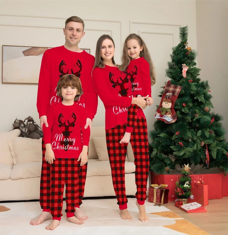 Christmas Reindeer Themed Cozy Home Pajamas|Christmas Pajamas