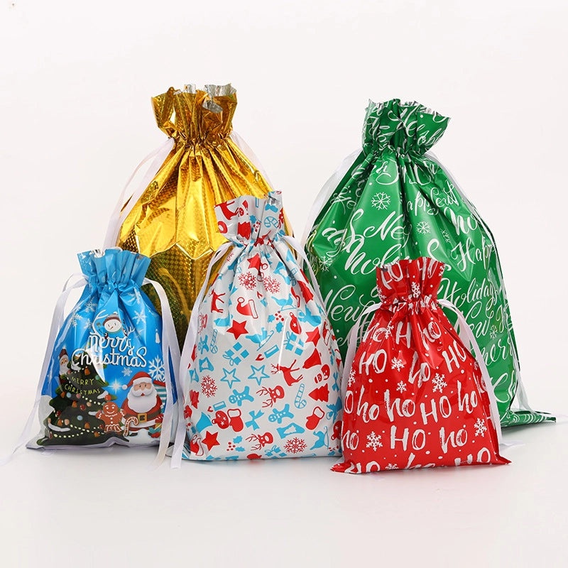 Minimalist Santa Claus Christmas PE Gift Bags for Party Favors|Holiday Party Supplies