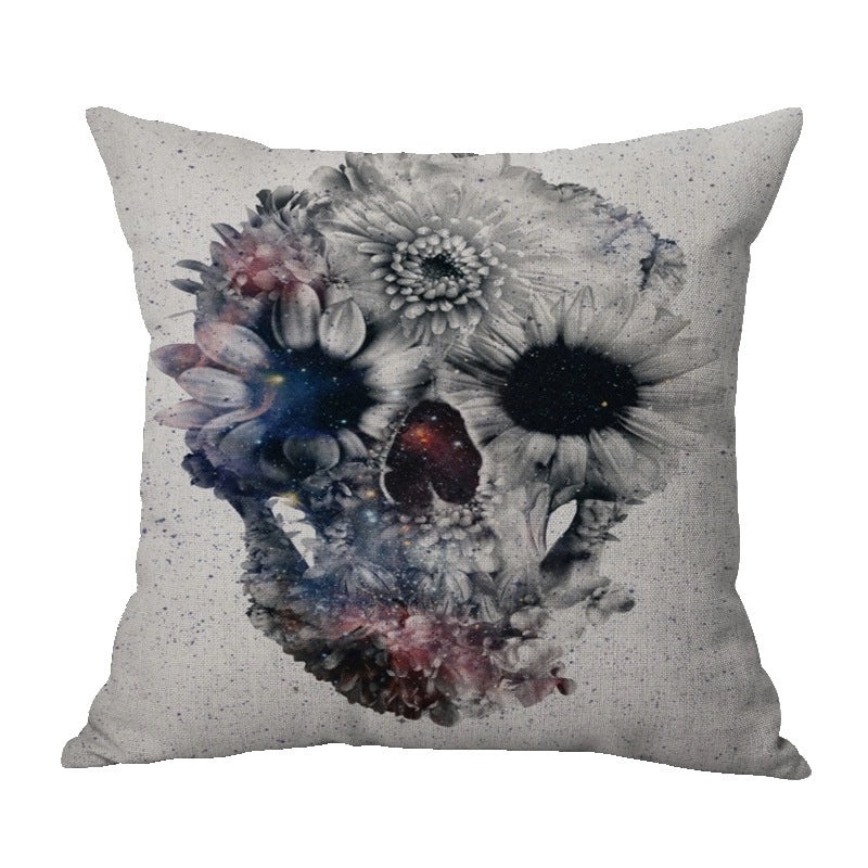 Halloween Punk Skull Linen Pillow Covers for Couch Sofa Decorative Throw Pillowcases|Home Decor & Pillows