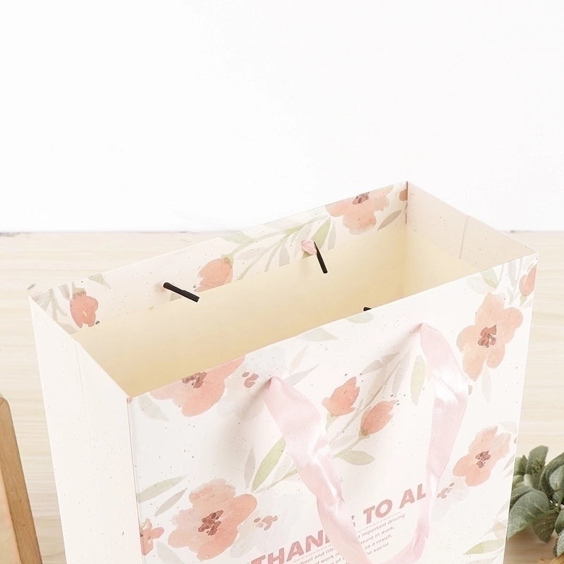 Korean Colorful Floral Pink Paper Gift Bag for Clothing Shopping and Packaging | Gift Bags & Packaging