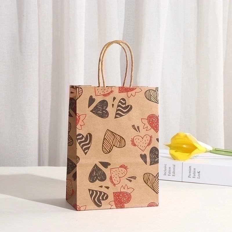 Valentine's Day Brown Paper Gift Bags with Cute Cartoon Designs|Gift Bags & Wrapping Supplies