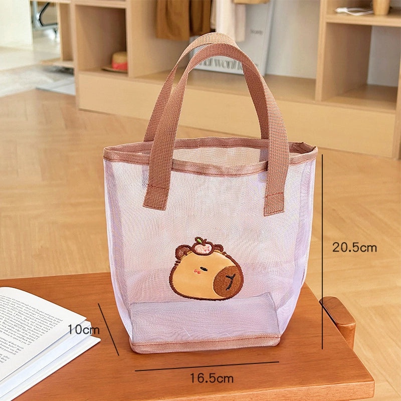Cute Capybara Mesh Handbag for Girls | Travel & Beach Bags
