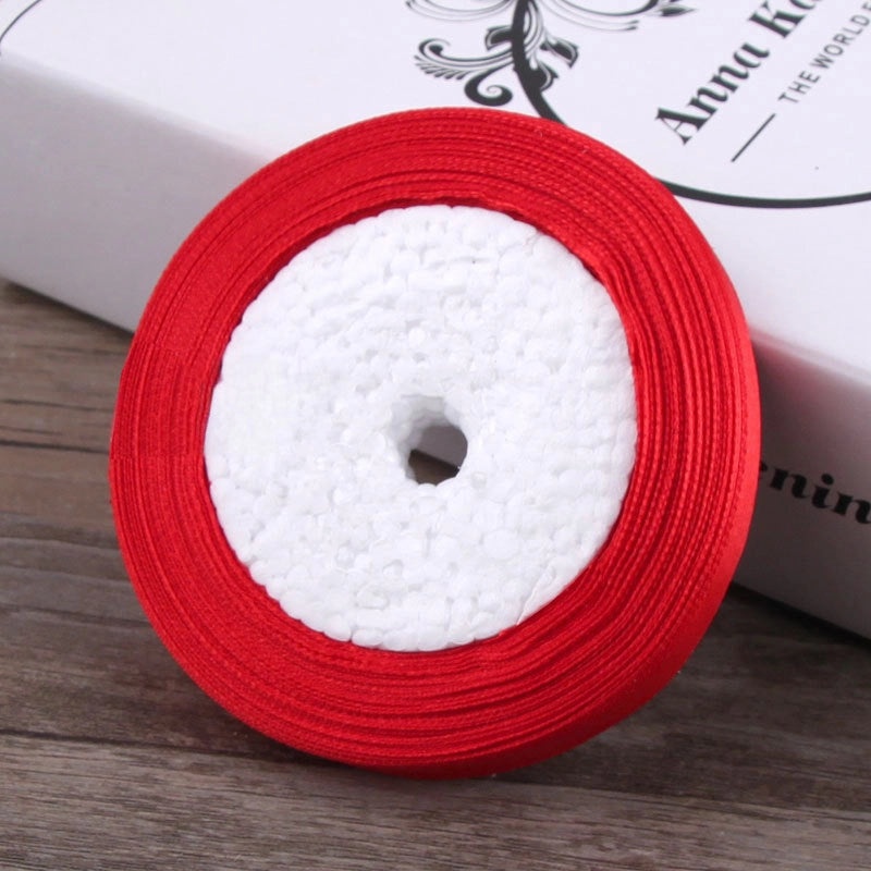 6mm Red Fabric Ribbon with Gold Edge for Hair Accessories and Packaging|Hair Accessories and Packaging Supplies