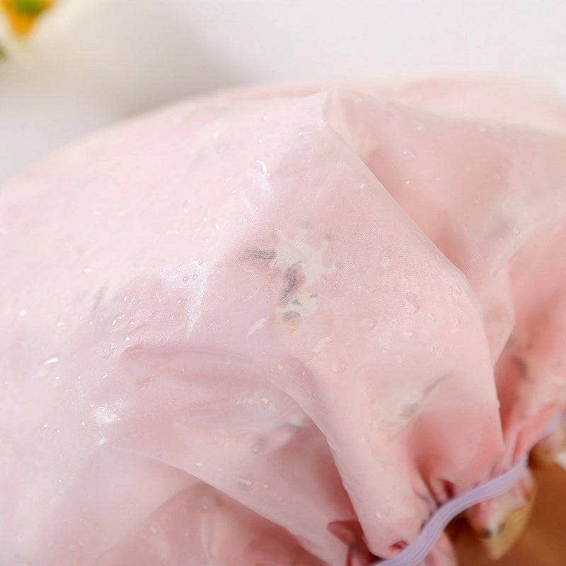Waterproof Double Layer Shower Cap for Women Cartoon Print Hair Protection PVCPE Material|Women’s Bath & Shower Accessories