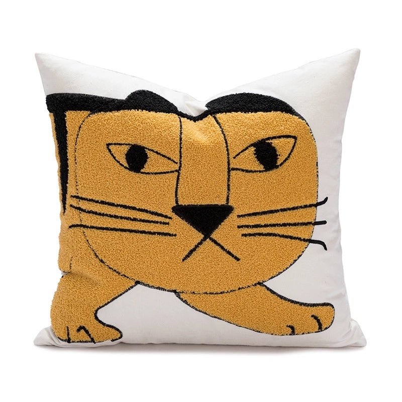 Vintage Abstract Tiger Art Cotton Plush Pillow Cover|Home Decor Pillows