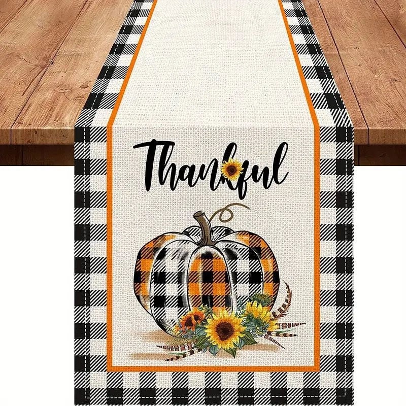 Halloween Pumpkin Lattice Table Runner Polyester Decorative Accent|Home Decor Table Linens