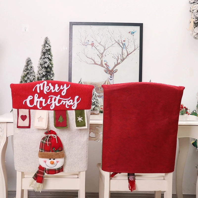 Festive Christmas Tree and Santa Claus Chair Cover for Indoor Holiday Party|Home Decor & Party Supplies