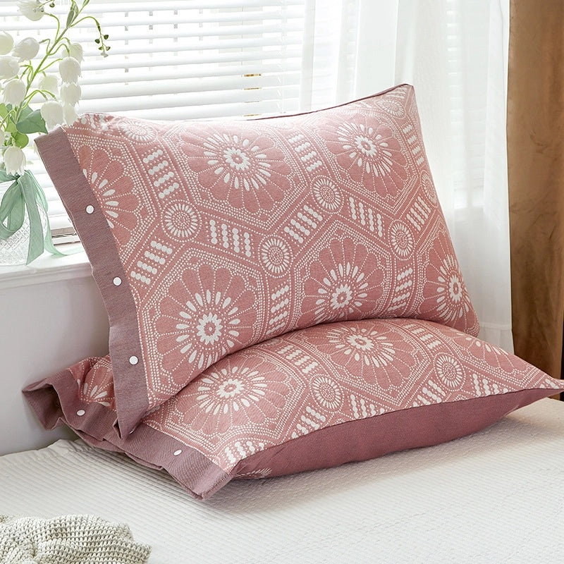 Summer Cotton Gauze Pillowcase with Snaps One Pack 40x60cm & Latex Pillowcase 48x74cm | Home Textiles