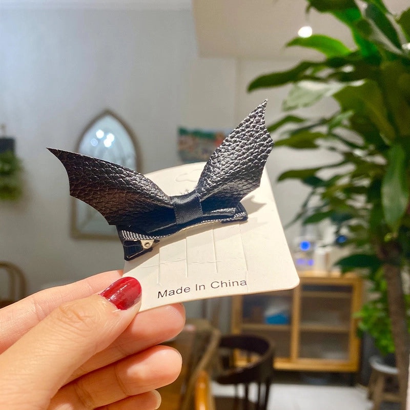 Halloween Black Bat Leather Hair Clip | Hair Accessories