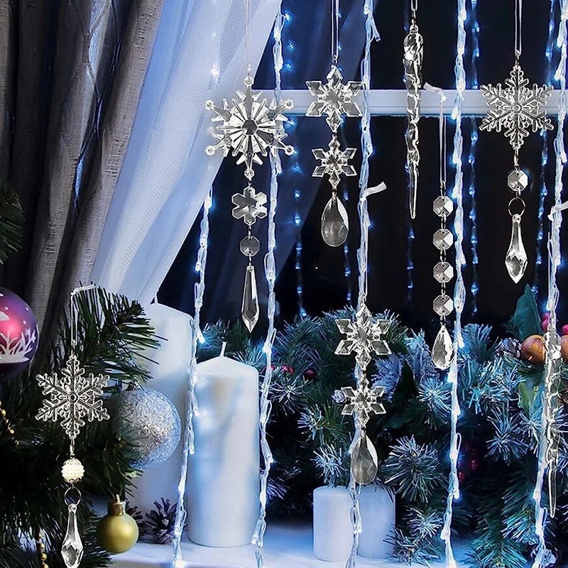 Christmas Tree Snowflake Elk Hanging Ornaments for Home Décor - Casual Elegant Polyester Plastic Festival Decorations|Home Decor Ornaments
