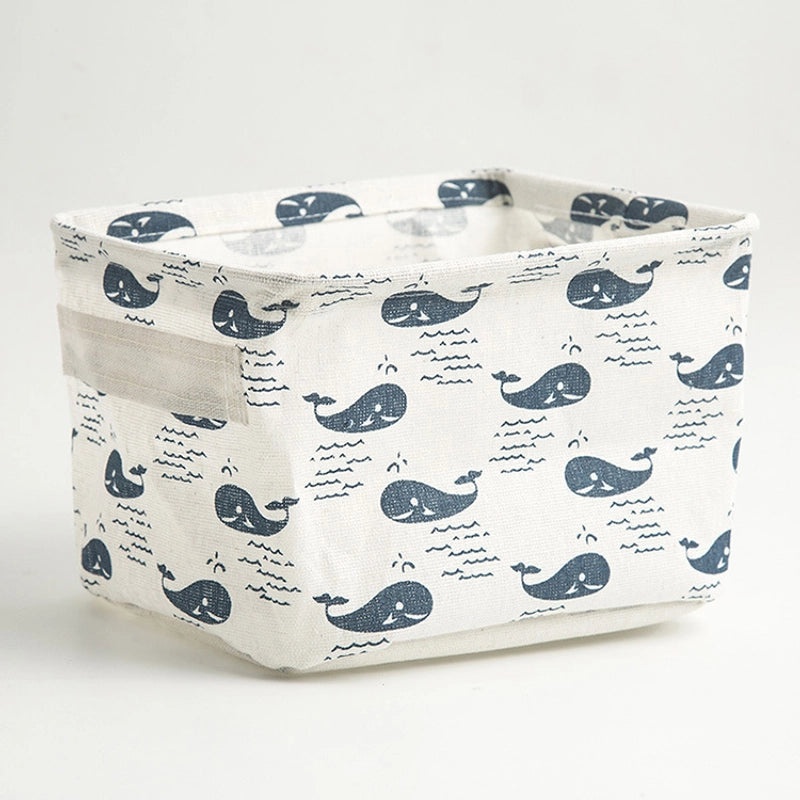 Foldable Cotton Linen Storage Basket for Cosmetics and Desktop Organizer|Home Storage & Organization