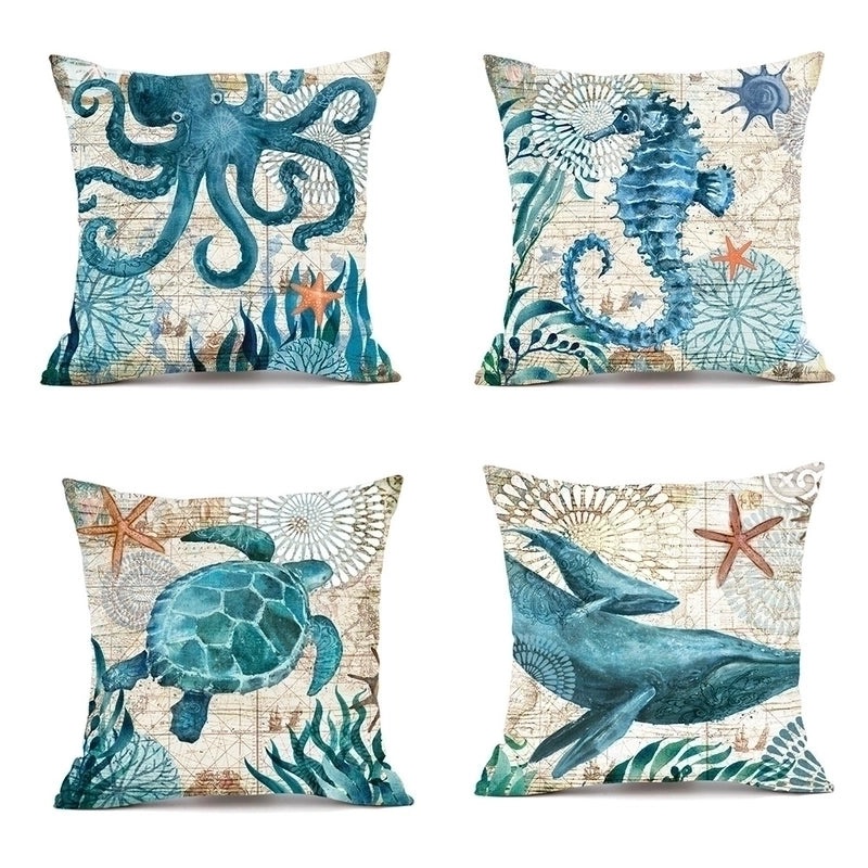 Vintage Ocean Animal Print Pillow Covers|Home Decor & Bedding