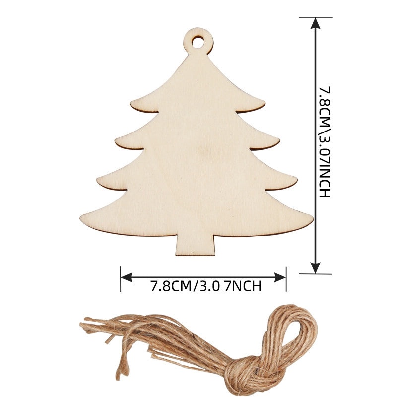 Wooden Christmas Tree Pendant Ornament Creative Carving Home Decoration Supplies|Christmas Decorations