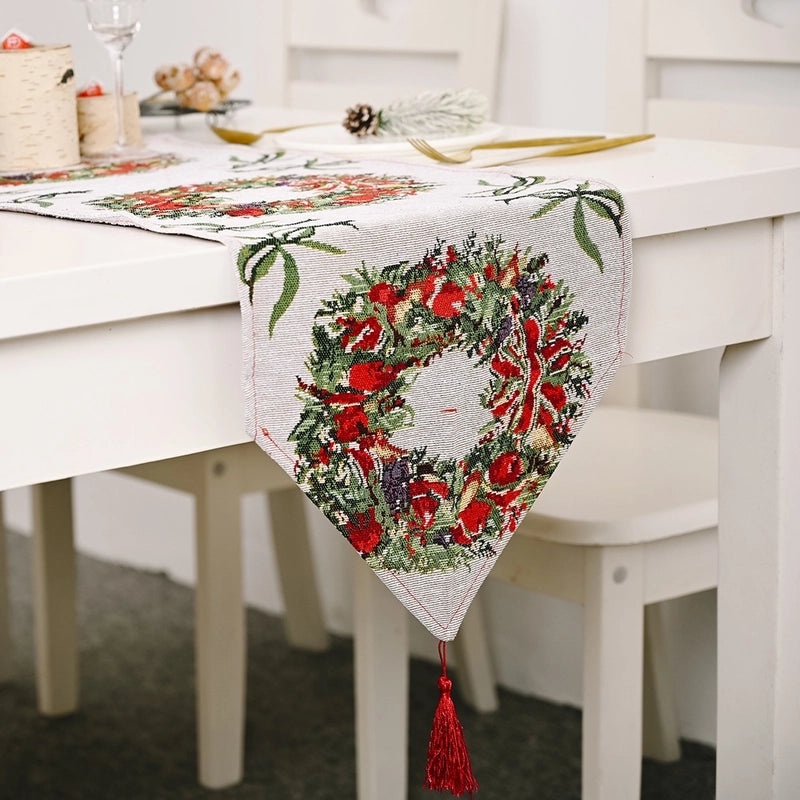 Festive Knitted Christmas Table Runner Cozy Holiday Table Decoration|Home Decor
