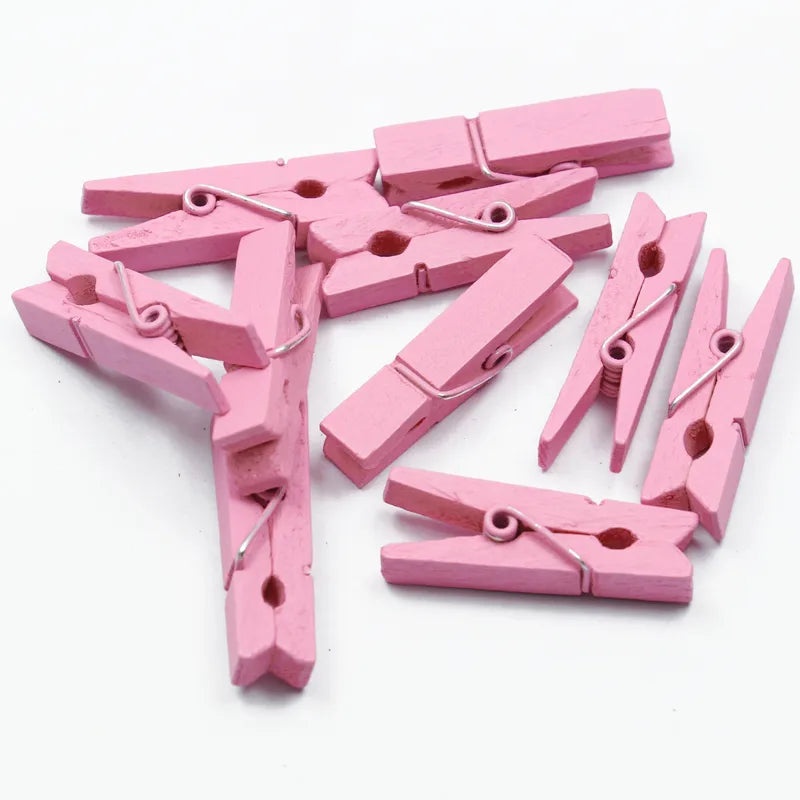 400 PCS Colorful Mini Wooden Clips 3.5x0.7cm with Hemp Rope Decorative Photo Clothes Pin|Home Decor Accessories