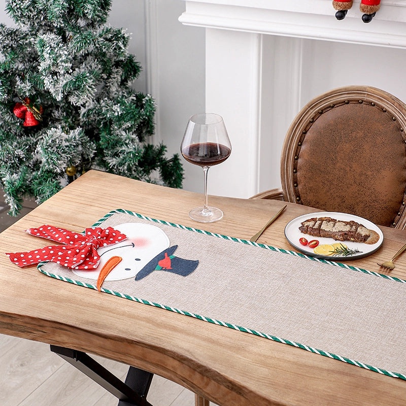 Festive Snowman Linen Insulated Placemat for Christmas Dinner|Dining Table Accessories