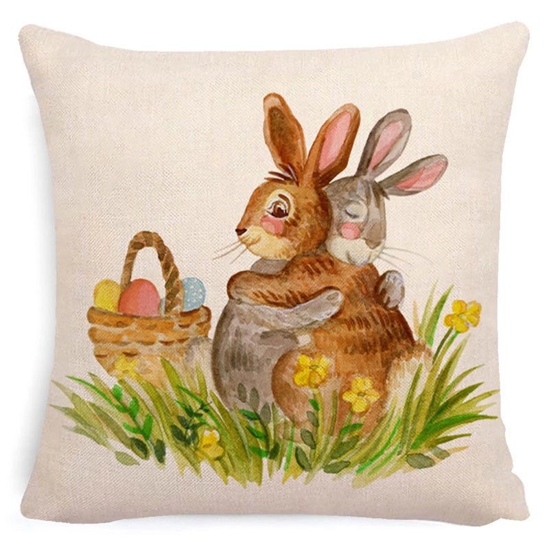 Easter Minimalist Rabbit Linen Throw Pillow Cover for Couch Sofa Decor|Home Decor & Pillows