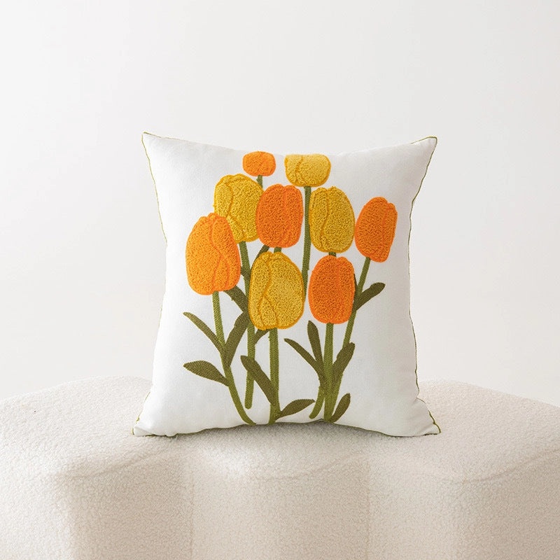 Elegant Minimalist Floral Cotton Pillow Covers for Couch and Sofa | Home Decor Bedding