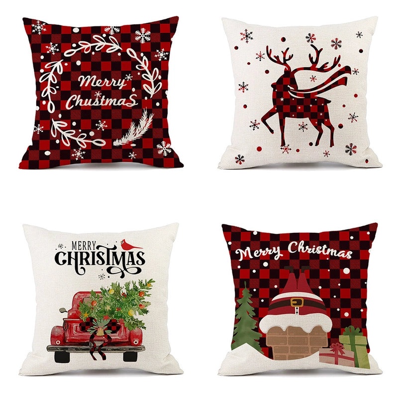 Christmas Ethnic Letter Elk Pillow Covers for Couch Sofa Decor | Home Decor Cushions