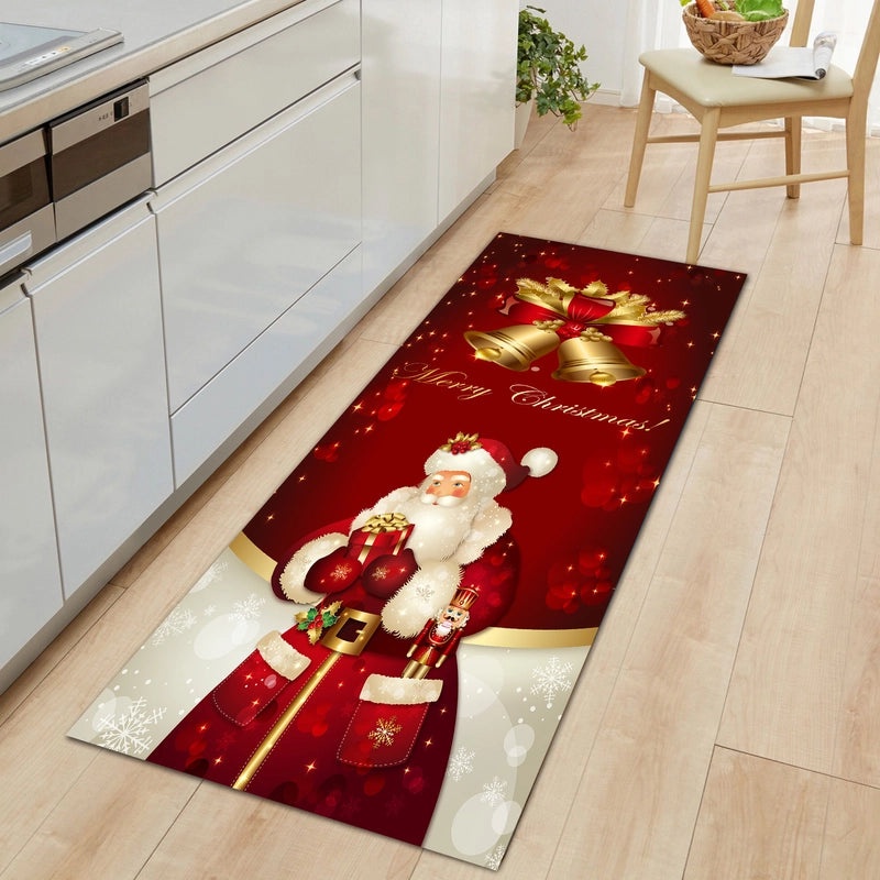Festive Christmas Tree Santa Snowman Flannel Floor Mat Cozy Holiday Bedding|Home Decor