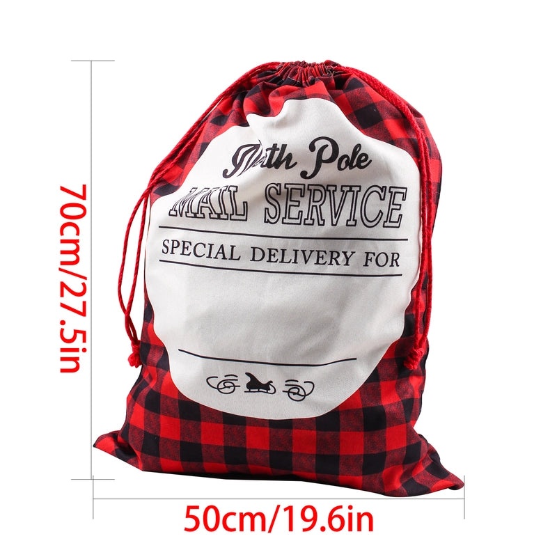 Christmas Large Printed Drawstring Gift Bag Imitation Linen Santa Claus Backpack Holiday Party Favor Bag|Holiday Gift Bags