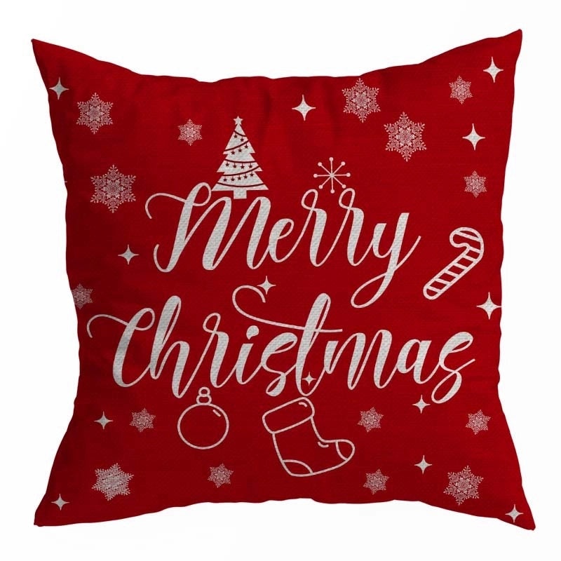 Festive Linen Pillow Covers with Christmas Tree Design|Home Decor Pillows