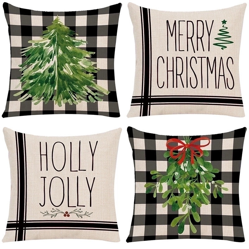 Christmas Tree and Elk Print Polyester Pillow Covers|Home Decor Pillows