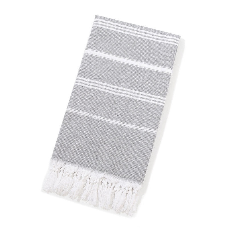Personalized Cotton Turkish Non-stick Sand-resistant Beach Towel with Tassels | Beach Towels & Shawls