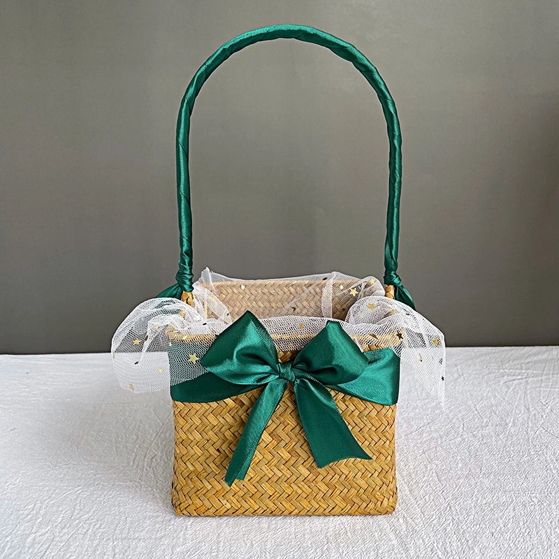 Pastoral Solid Color Wicker Straw Handbag Chic Bohemian Style|Women's Accessories Bags & Purses