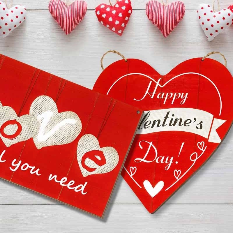 Romantic Heart-Shaped Wooden Date Ornament for Valentine’s Day | Home Decor & Seasonal Decorations