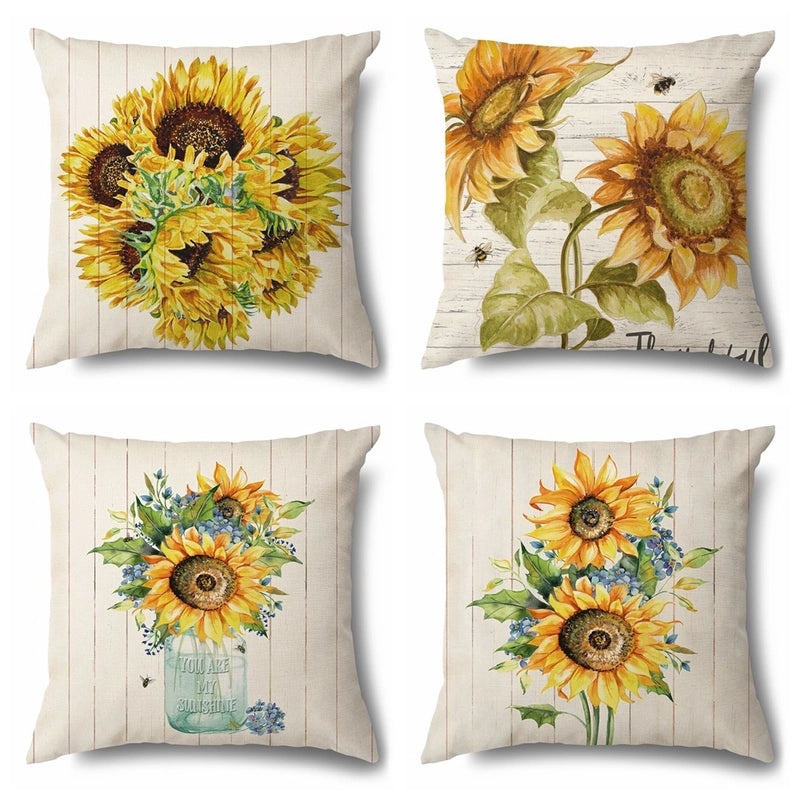 Rustic Sunflower Linen Pillow Covers|Home Decor Pillows