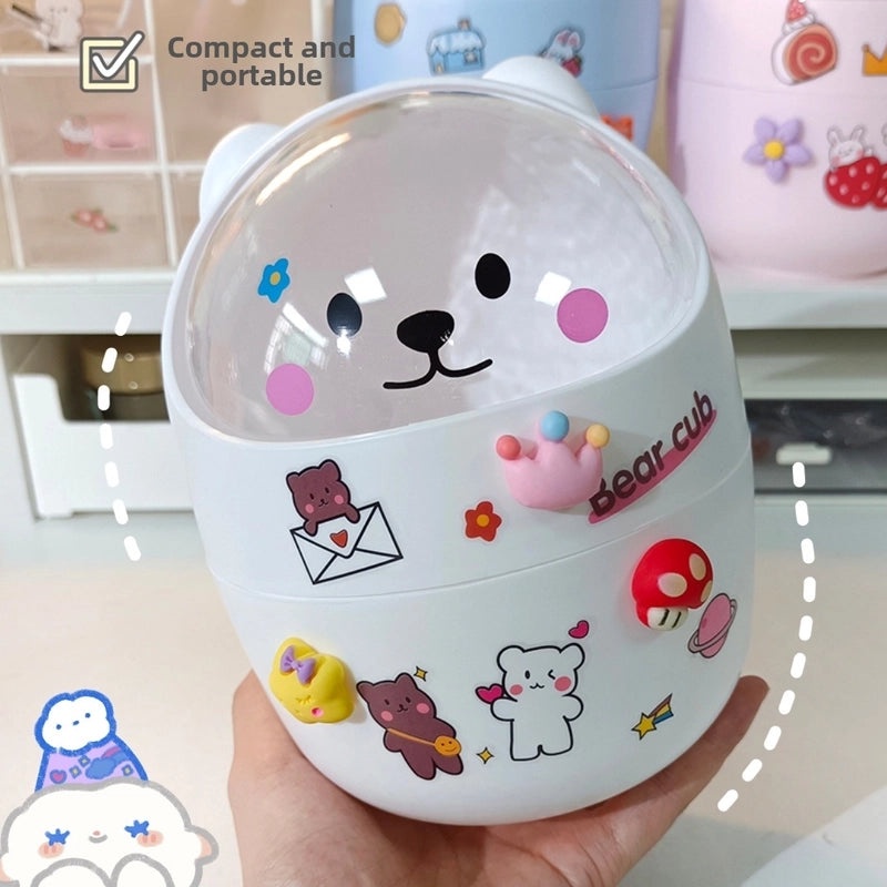 Cute Cartoon Bear Desktop Trash Can Mini Storage Bucket for Dormitory and Home | Home & Living Storage