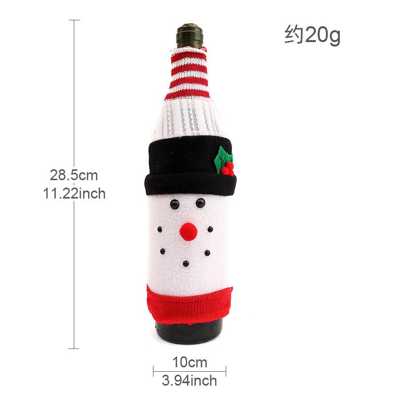 Qiaoding Christmas Cartoon Wine Bottle Cover Set Creative Fleece Snowman Bottle Bags|Holiday Decorations