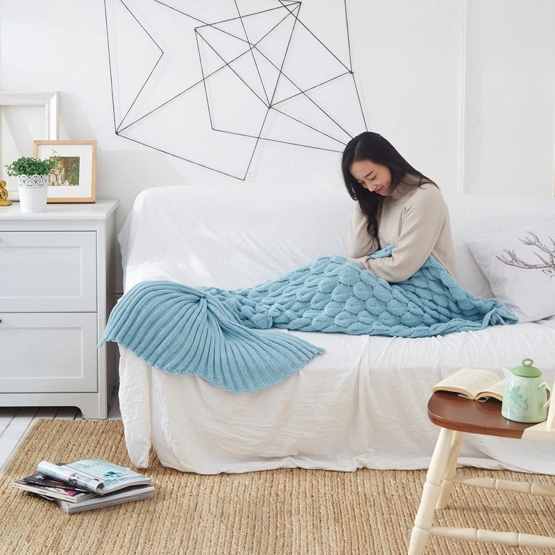 Solid Color Mermaid Acrylic Throw Blanket|Home & Living > Bedding > Throws & Blankets