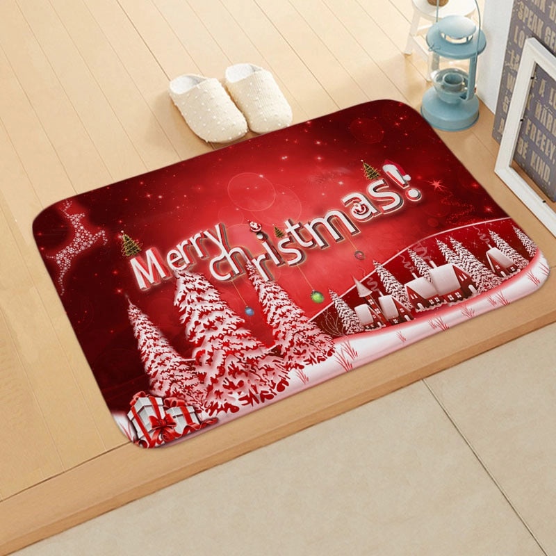 Holiday Santa Snowman Flannel Floor Mat Cozy Christmas Decor|Home & Living/Seasonal Decorations