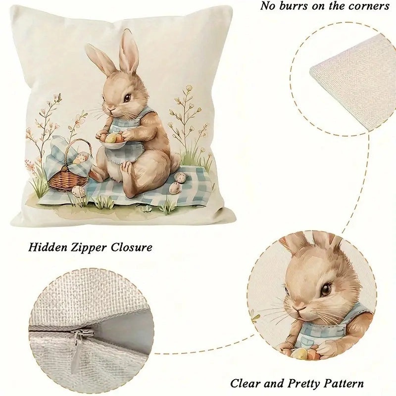 Minimalist Easter Rabbit Linen Pillow Covers for Couch Sofa Decor|Home Decor Pillows