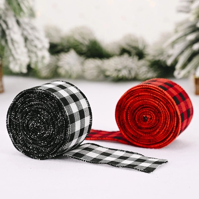 Festive Red and Black Plaid Ribbon for Christmas Decor|Holiday Decorations