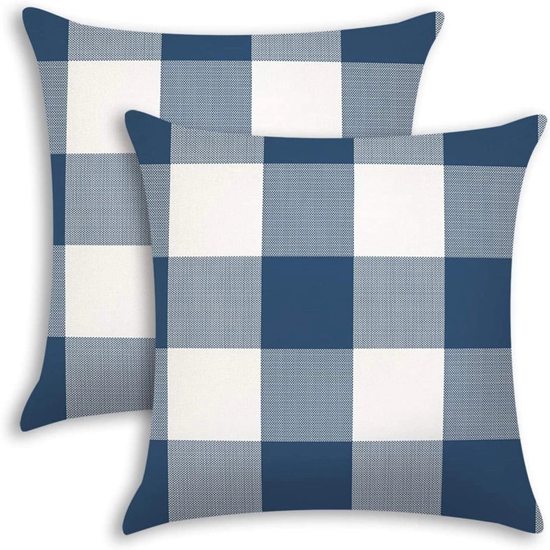 Plaid Cotton Linen Pillow Covers for Home Decor | Home Textiles & Bedding