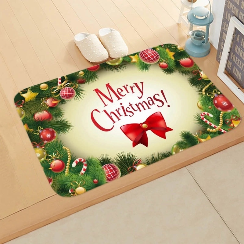 Festive Christmas Elk and Tree Flannel Floor Mat|Home Decor Rugs