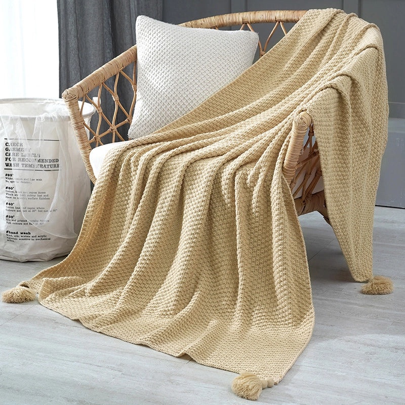 Cozy Solid Color Acrylic Polyester Throw Blanket | Home Textiles & Bedding