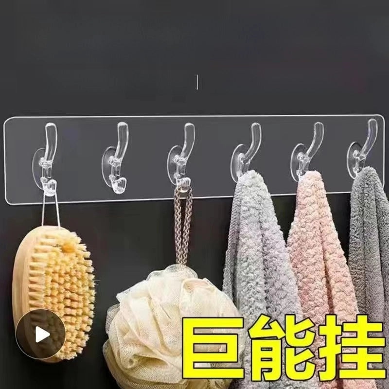 Transparent Seamless Sticky Hook Strong Adhesive Non-Permanent Plastic Hanger for Bathroom Kitchen|Home Organization Accessories
