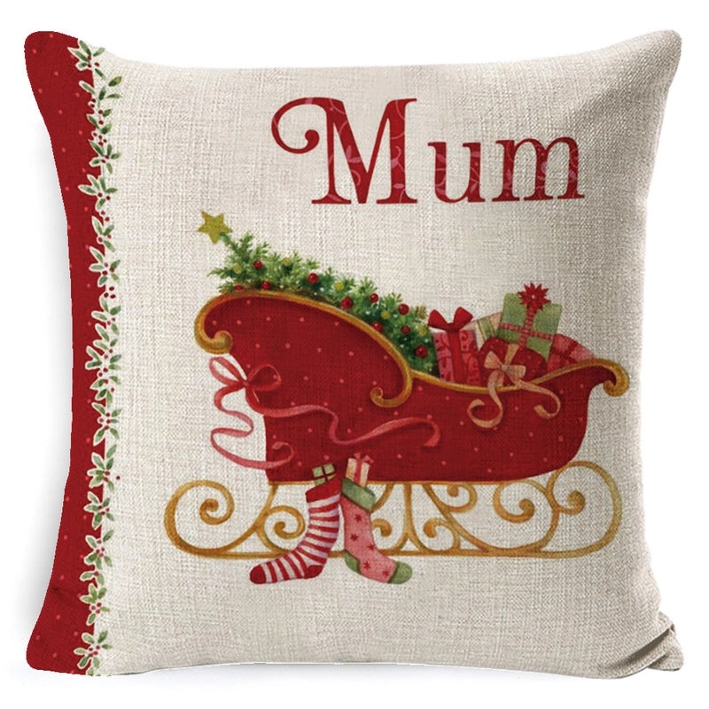 Vintage Christmas Tree and Santa Claus Socks Pattern Linen Pillow Covers|Home Decor Pillows