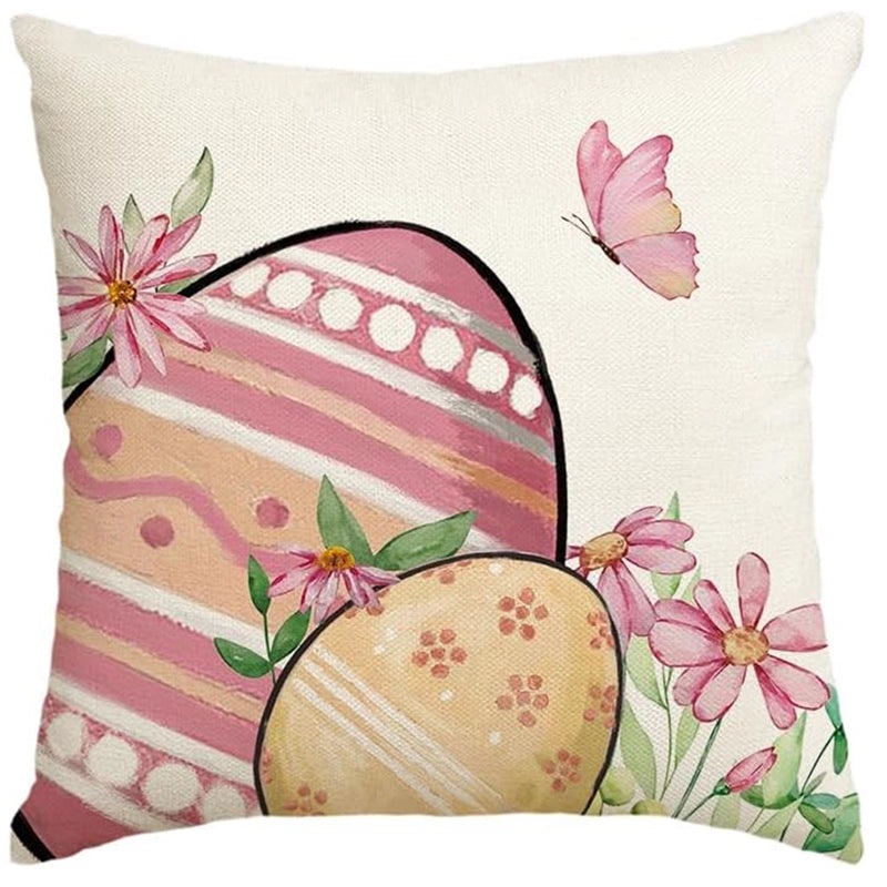 Cute Easter Rabbit Linen Pillow Covers for Couch Sofa Decor | Home Decor Bedding & Pillows