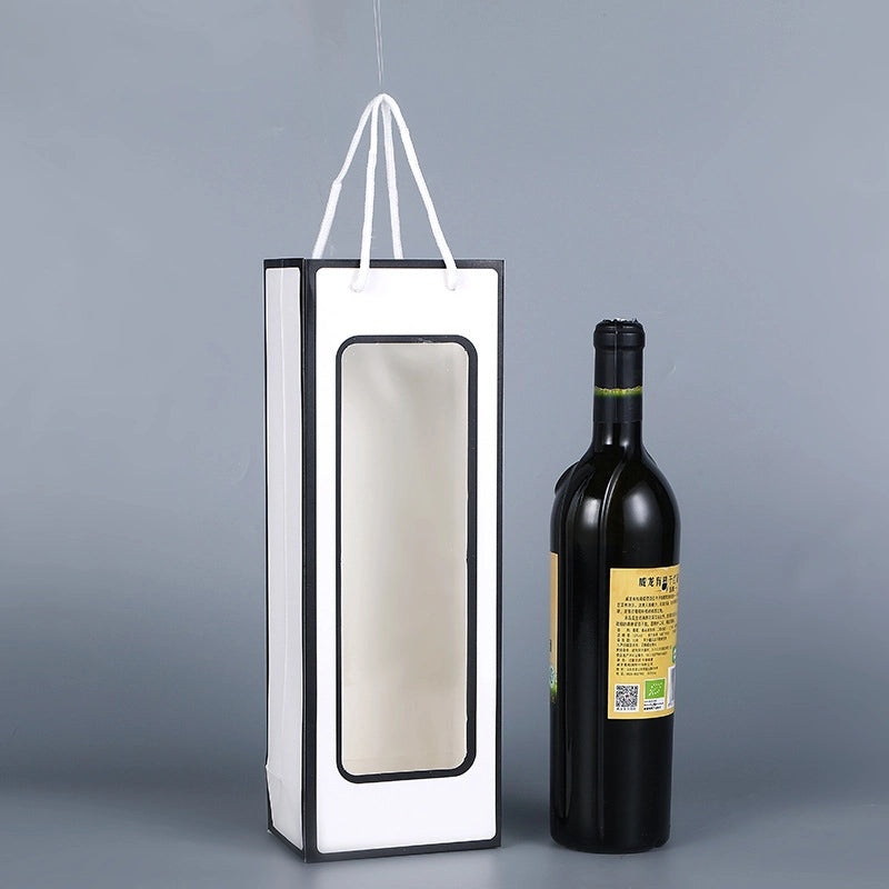 Valentine's Red Wine Gift Bag with Transparent Window|Gift Bags & Packaging