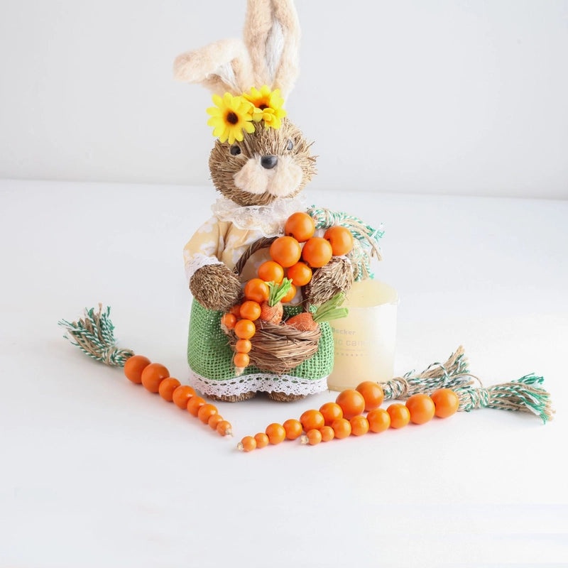 Easter Wooden Carrot Beads String for Home and Office Décor | Wooden Crafts