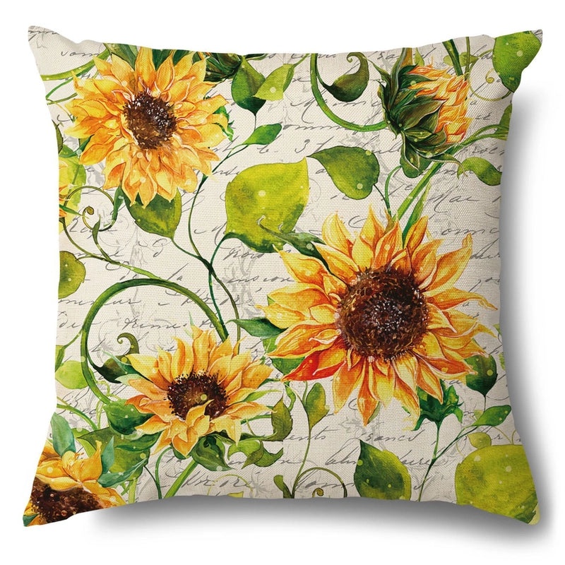 Rustic Sunflower Linen Pillow Covers|Home Decor Pillows