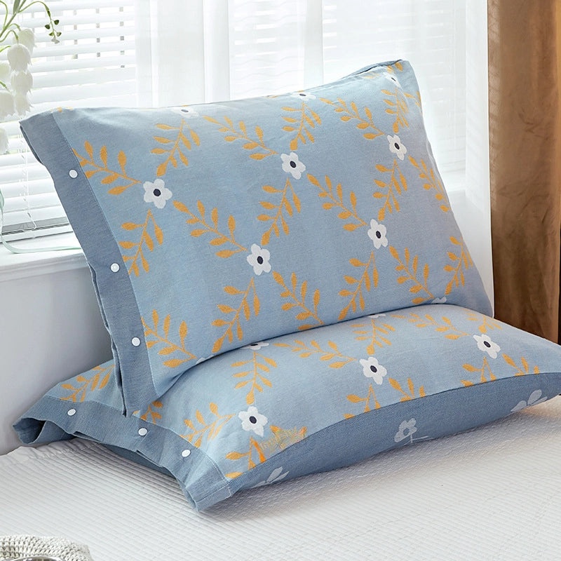 Summer Cotton Gauze Pillowcase with Snaps One Pack 40x60cm & Latex Pillowcase 48x74cm | Home Textiles
